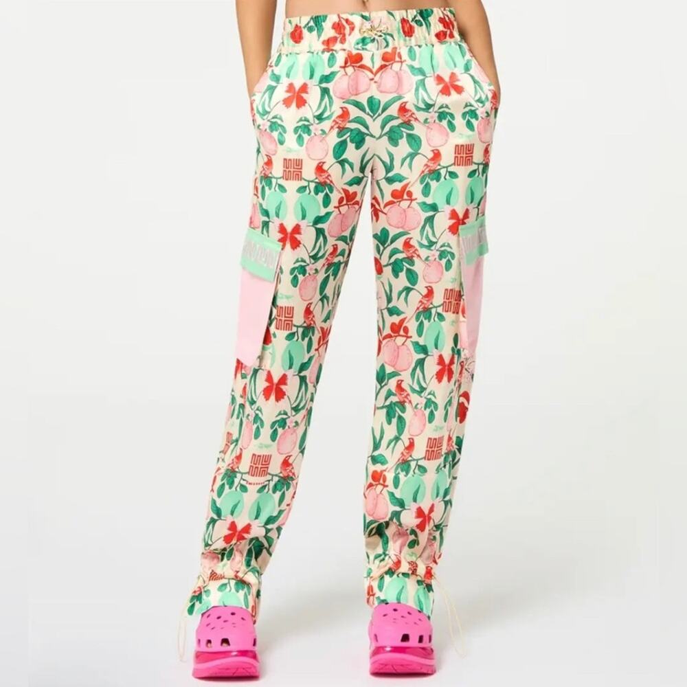 MUMA WORLD Pomelo Illustrated Cargo Pant Size S Floral Butterfly Drawtring Waist